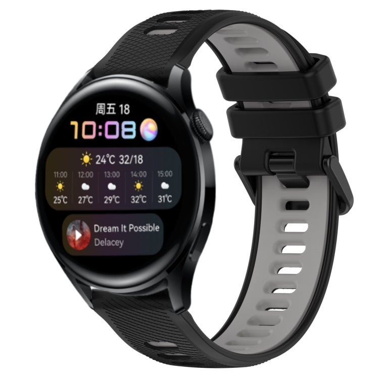 For Huawei Watch 3 22mm Sports Two-Color Silicone Watch Band(Black+Grey) - Smart Wear by PMC Jewellery | Online Shopping South Africa | PMC Jewellery