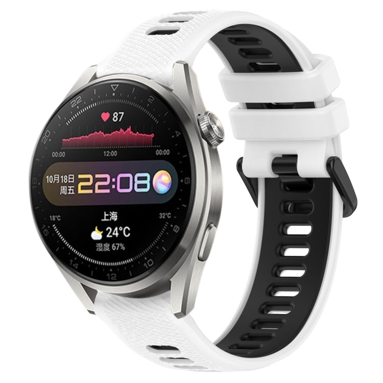 For Huawei Watch 3 Pro 22mm Sports Two-Color Silicone Watch Band(White+Black) - Smart Wear by PMC Jewellery | Online Shopping South Africa | PMC Jewellery