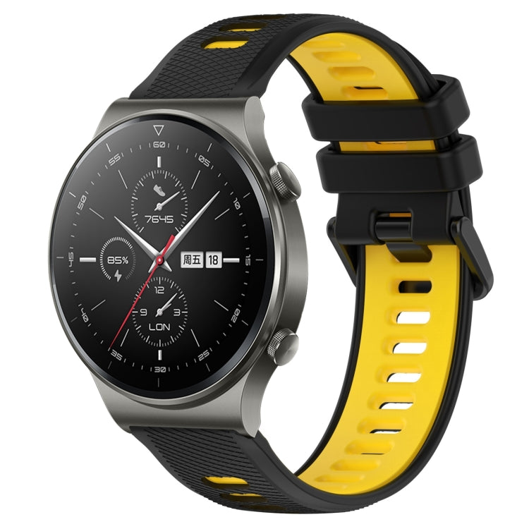 For Huawei GT2 Pro 22mm Sports Two-Color Silicone Watch Band(Black+Yellow) - Smart Wear by PMC Jewellery | Online Shopping South Africa | PMC Jewellery