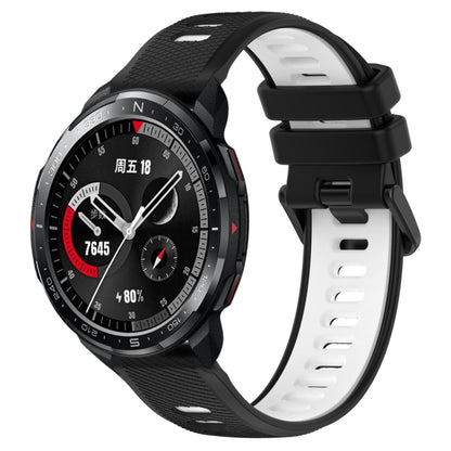 For Honor Watch GS Pro 22mm Sports Two-Color Silicone Watch Band(Black+White) - Smart Wear by PMC Jewellery | Online Shopping South Africa | PMC Jewellery