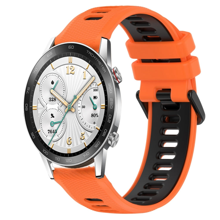 For Honor Watch GS 3i 22mm Sports Two-Color Silicone Watch Band(Orange+Black) - Smart Wear by PMC Jewellery | Online Shopping South Africa | PMC Jewellery