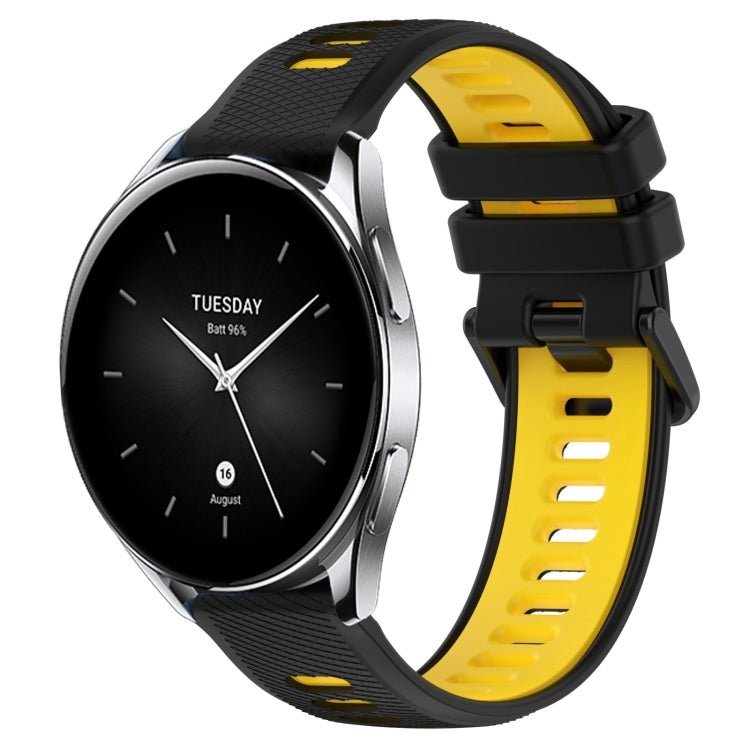 For Xiaomi Watch S2 42mm 22mm Sports Two-Color Silicone Watch Band(Black+Yellow) - Smart Wear by PMC Jewellery | Online Shopping South Africa | PMC Jewellery