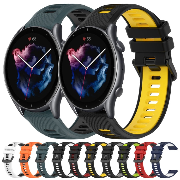 For Amazfit GTR 3 Pro 22MM Sports Two-Color Silicone Watch Band(Orange+Black) - Smart Wear by PMC Jewellery | Online Shopping South Africa | PMC Jewellery