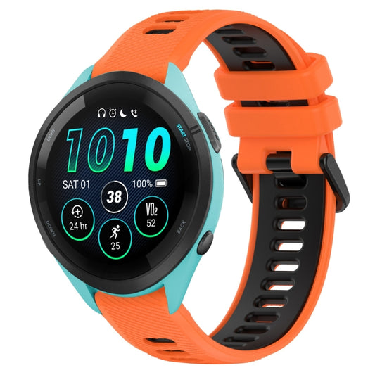 For Garmin Forerunner 265 22mm Sports Two-Color Silicone Watch Band(Orange+Black) - Smart Wear by PMC Jewellery | Online Shopping South Africa | PMC Jewellery