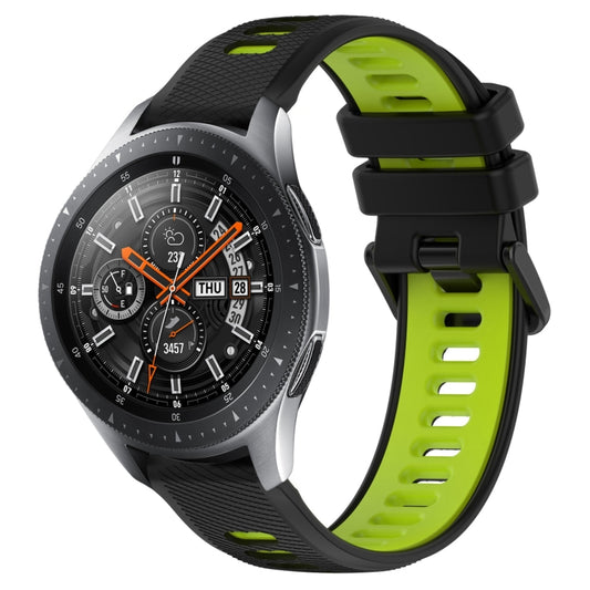 For Samsung Galaxy Watch 46mm 22mm Sports Two-Color Silicone Watch Band(Black+Green) - Smart Wear by PMC Jewellery | Online Shopping South Africa | PMC Jewellery