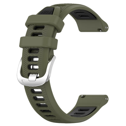 For Garmin Active S 18mm Sports Two-Color Steel Buckle Silicone Watch Band(Army Green+Black) - Smart Wear by PMC Jewellery | Online Shopping South Africa | PMC Jewellery