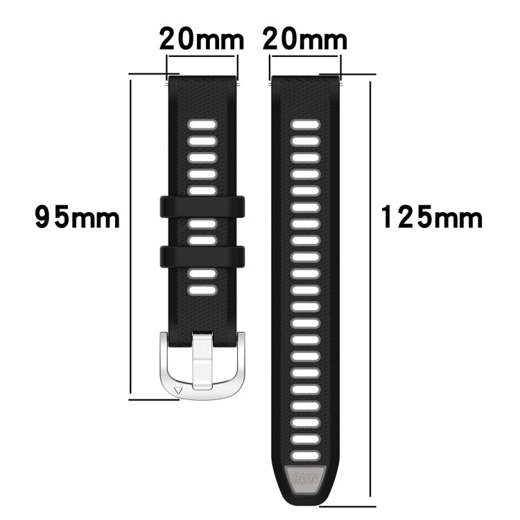 For Garmin Forerunner 245 20mm Sports Two-Color Steel Buckle Silicone Watch Band(Starlight+Black) - Smart Wear by PMC Jewellery | Online Shopping South Africa | PMC Jewellery
