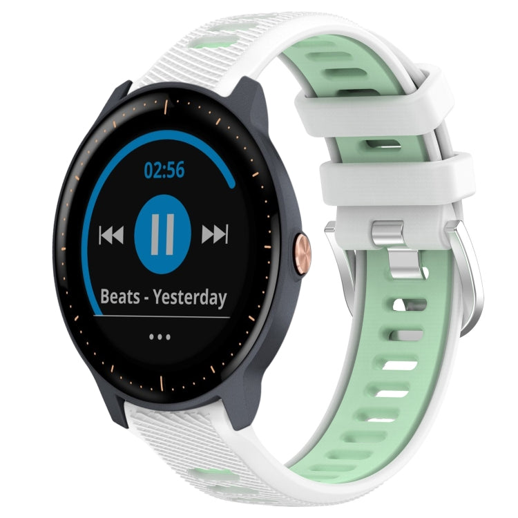 For Garmin Vivoactive3 Music 20mm Sports Two-Color Steel Buckle Silicone Watch Band(White+Teal) - Smart Wear by PMC Jewellery | Online Shopping South Africa | PMC Jewellery