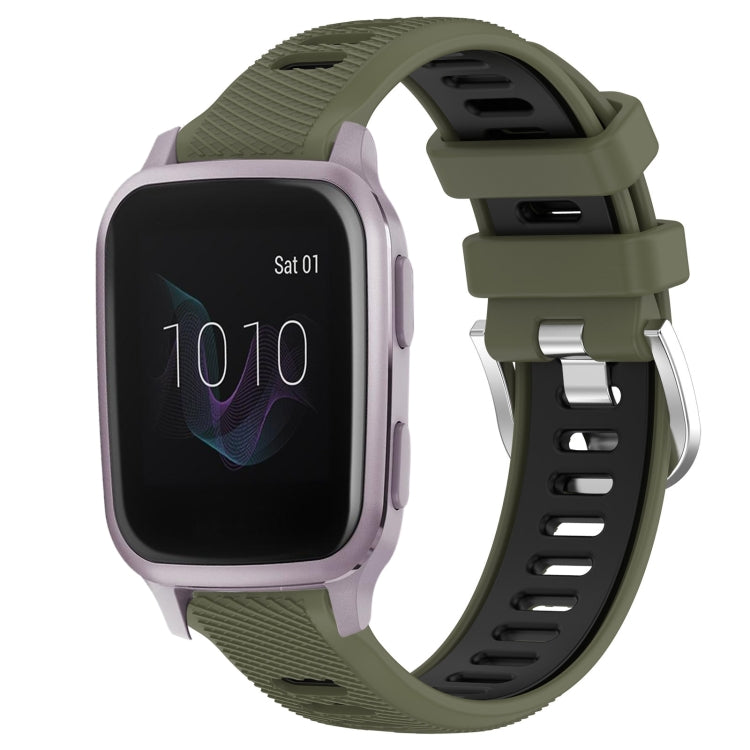 For Garmin Venu SQ 20mm Sports Two-Color Steel Buckle Silicone Watch Band(Army Green+Black) - Smart Wear by PMC Jewellery | Online Shopping South Africa | PMC Jewellery