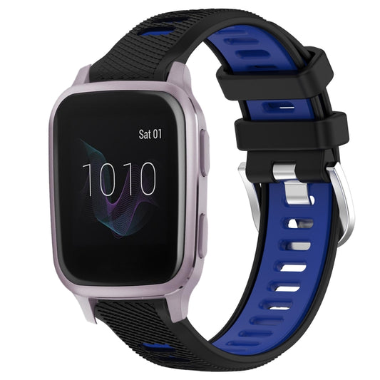 For Garmin Venu SQ 20mm Sports Two-Color Steel Buckle Silicone Watch Band(Black+Blue) - Smart Wear by PMC Jewellery | Online Shopping South Africa | PMC Jewellery