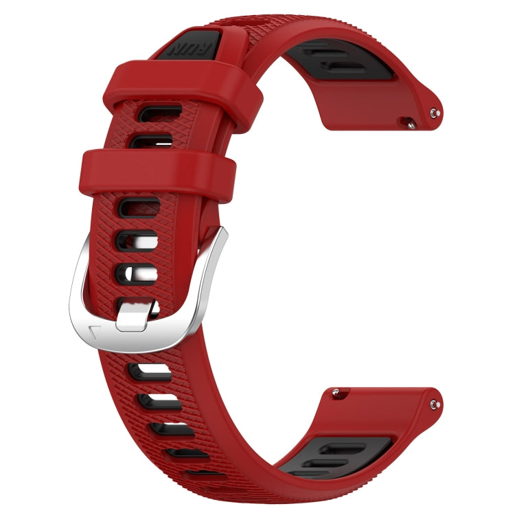 For Garmin Forerunner 645 20mm Sports Two-Color Steel Buckle Silicone Watch Band(Red+Black) - Smart Wear by PMC Jewellery | Online Shopping South Africa | PMC Jewellery