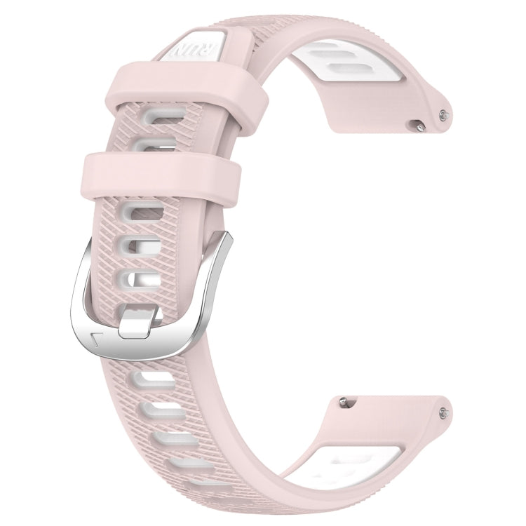 For Amazfit GTS 4 Mini 22mm Cross Texture Two Color Silicone Steel Buckle Watch Band(Pink+White) - Smart Wear by PMC Jewellery | Online Shopping South Africa | PMC Jewellery