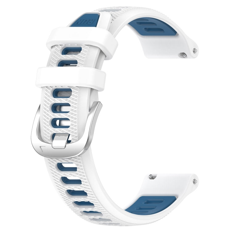 For Amazfit GTS 2 22mm Cross Texture Two Color Silicone Steel Buckle Watch Band(White+Blue) - Smart Wear by PMC Jewellery | Online Shopping South Africa | PMC Jewellery