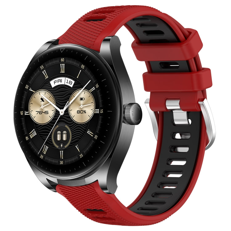 For Huawei Watch Buds 22mm Sports Two-Color Steel Buckle Silicone Watch Band(Red+Black) - Smart Wear by PMC Jewellery | Online Shopping South Africa | PMC Jewellery