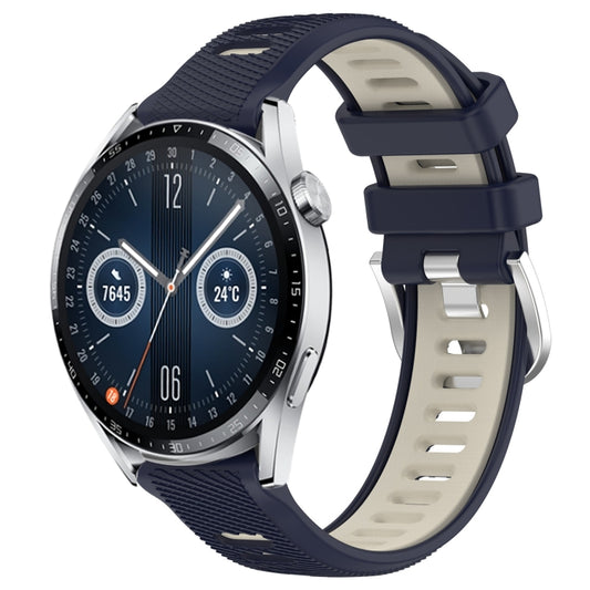 For Huawei Watch GT3 46mm 22mm Sports Two-Color Steel Buckle Silicone Watch Band(Midnight Blue+Starlight) - Smart Wear by PMC Jewellery | Online Shopping South Africa | PMC Jewellery