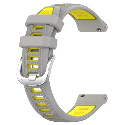 For Huawei GT2 46mm 22mm Sports Two-Color Steel Buckle Silicone Watch Band(Grey+Yellow) - Smart Wear by PMC Jewellery | Online Shopping South Africa | PMC Jewellery