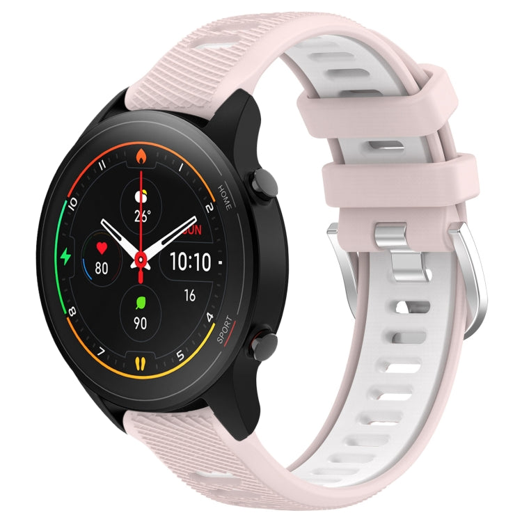 For Xiaomi MI Watch S1 Pro 22mm Sports Two-Color Steel Buckle Silicone Watch Band(Pink+White) - Smart Wear by PMC Jewellery | Online Shopping South Africa | PMC Jewellery