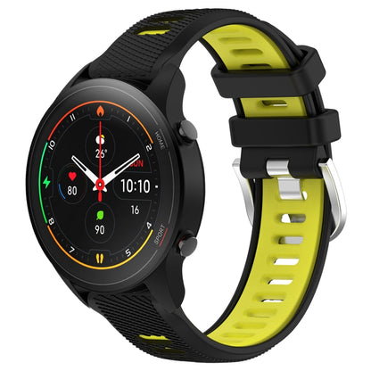 For Xiaomi MI Watch S1 Pro 22mm Sports Two-Color Steel Buckle Silicone Watch Band(Black+Lime Green) - Smart Wear by PMC Jewellery | Online Shopping South Africa | PMC Jewellery