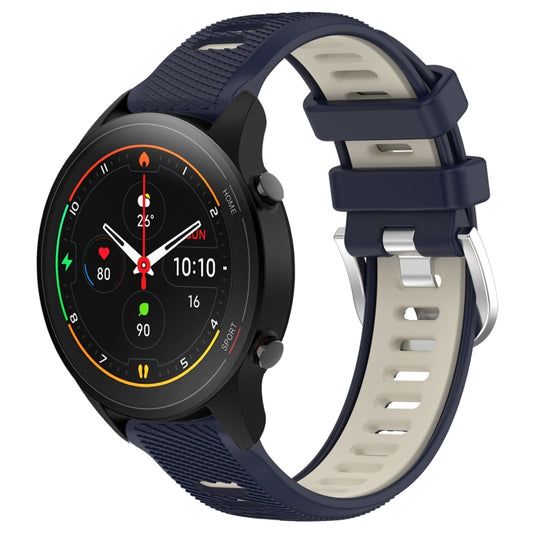 For Xiaomi MI Watch S1 Pro 22mm Sports Two-Color Steel Buckle Silicone Watch Band(Midnight Blue+Starlight) - Smart Wear by PMC Jewellery | Online Shopping South Africa | PMC Jewellery