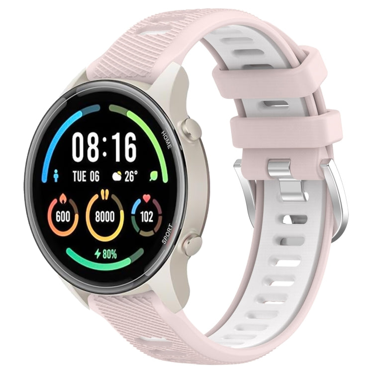 For Xiaomi MI Watch Color 2 22mm Sports Two-Color Steel Buckle Silicone Watch Band(Pink+White) - Smart Wear by PMC Jewellery | Online Shopping South Africa | PMC Jewellery