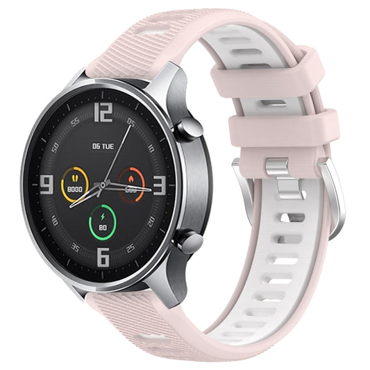 For Xiaomi MI Watch Sport 22mm Sports Two-Color Steel Buckle Silicone Watch Band(Pink+White) - Smart Wear by PMC Jewellery | Online Shopping South Africa | PMC Jewellery