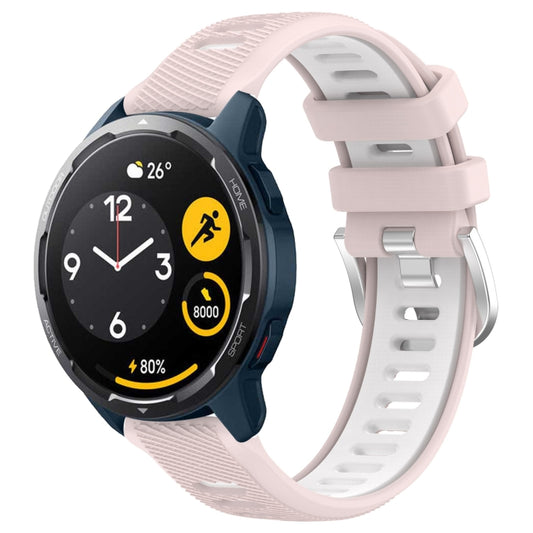 For  Xiaomi Haylou RS4 LS12 22mm Sports Two-Color Steel Buckle Silicone Watch Band(Pink+White) - Smart Wear by PMC Jewellery | Online Shopping South Africa | PMC Jewellery