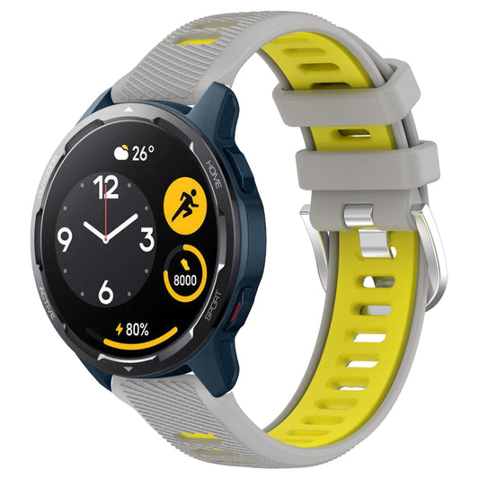 For  Xiaomi Haylou RS4 LS12 22mm Sports Two-Color Steel Buckle Silicone Watch Band(Grey+Yellow) - Smart Wear by PMC Jewellery | Online Shopping South Africa | PMC Jewellery