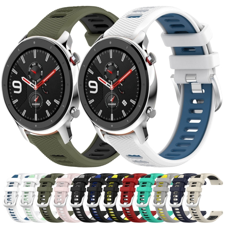 For Amazfit GTR 4 22mm Cross Texture Two Color Silicone Steel Buckle Watch Band(Starlight+Black) -  by PMC Jewellery | Online Shopping South Africa | PMC Jewellery