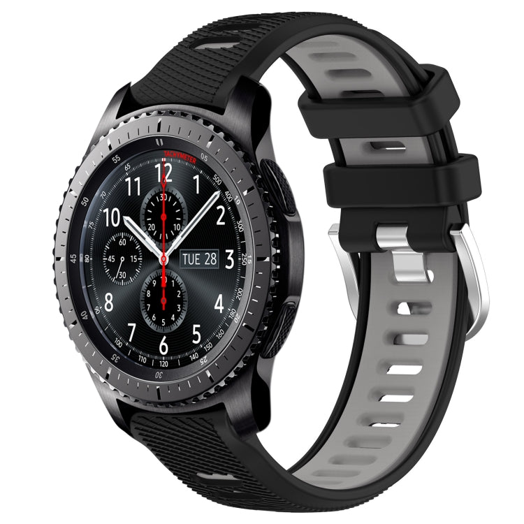 For Samsung Gear S3 Frontier 22mm Sports Two-Color Steel Buckle Silicone Watch Band(Black+Grey) - Smart Wear by PMC Jewellery | Online Shopping South Africa | PMC Jewellery