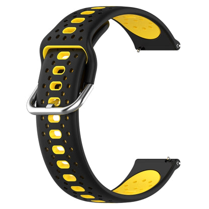 For Garmin Venu 2 Plus 20mm Breathable Two-Color Silicone Watch Band(Black+Yellow) - Watch Bands by PMC Jewellery | Online Shopping South Africa | PMC Jewellery