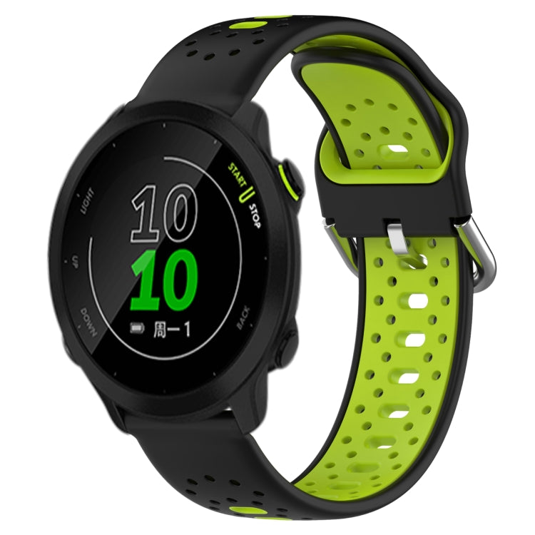 For Garmin Forerunner 158 20mm Breathable Two-Color Silicone Watch Band(Black+Lime Green) - Watch Bands by PMC Jewellery | Online Shopping South Africa | PMC Jewellery