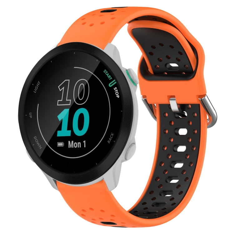 For Garmin Forerunner 55 20mm Breathable Two-Color Silicone Watch Band(Orange+Black) - Watch Bands by PMC Jewellery | Online Shopping South Africa | PMC Jewellery