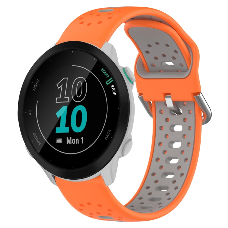 For Garmin Forerunner 55 20mm Breathable Two-Color Silicone Watch Band(Orange+Grey) - Watch Bands by PMC Jewellery | Online Shopping South Africa | PMC Jewellery