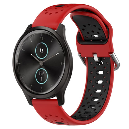 For Garmin VivoMove Style 20mm Breathable Two-Color Silicone Watch Band(Red+Black) - Watch Bands by PMC Jewellery | Online Shopping South Africa | PMC Jewellery