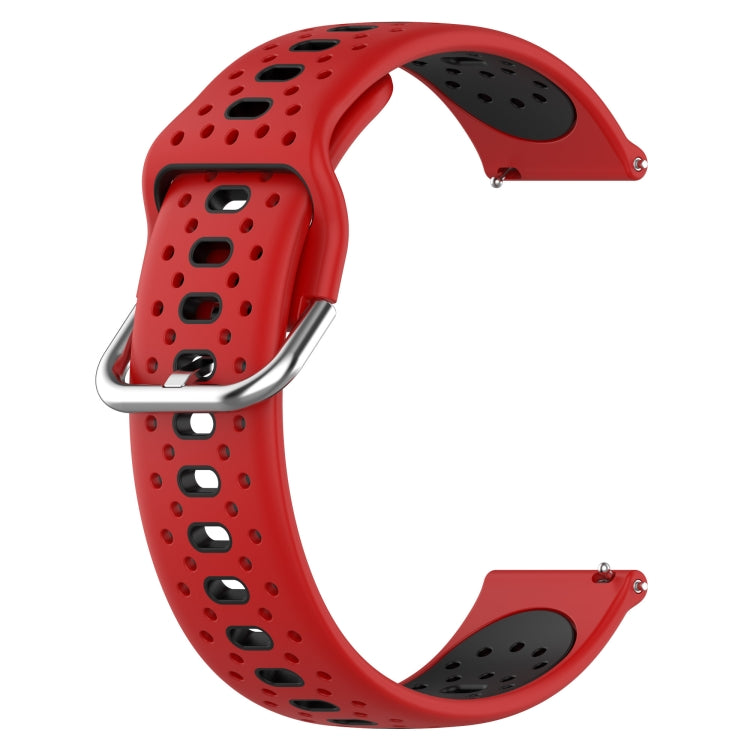 For Garmin Forerunner 245 Music 20mm Breathable Two-Color Silicone Watch Band(Red+Black) - Watch Bands by PMC Jewellery | Online Shopping South Africa | PMC Jewellery