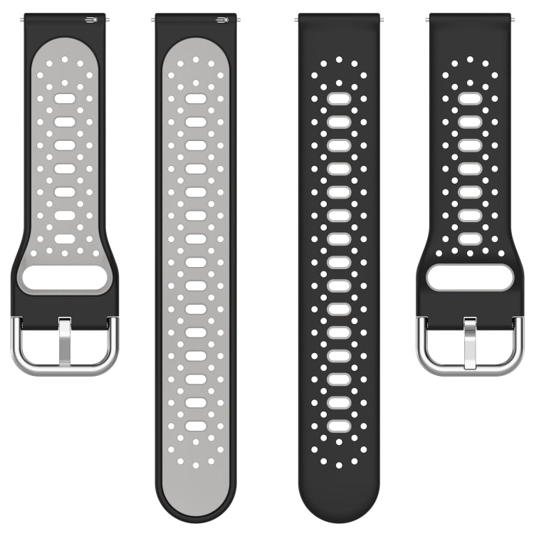 For Garmin Approach S40 20mm Breathable Two-Color Silicone Watch Band(Black+White) - Watch Bands by PMC Jewellery | Online Shopping South Africa | PMC Jewellery