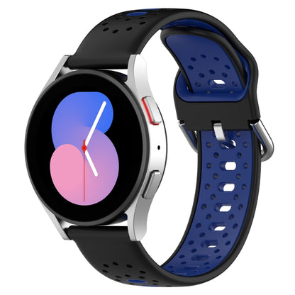 For Samsung Galaxy Watch 5 40mm 20mm Breathable Two-Color Silicone Watch Band(Black+Blue) - Watch Bands by PMC Jewellery | Online Shopping South Africa | PMC Jewellery