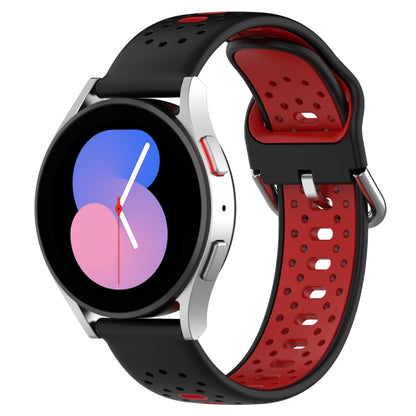 For Samsung Galaxy Watch Active 2 40mm 20mm Breathable Two-Color Silicone Watch Band(Black+Red) - Watch Bands by PMC Jewellery | Online Shopping South Africa | PMC Jewellery