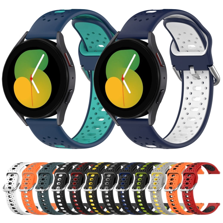 For Samsung Galaxy Watch 5 40mm 20mm Breathable Two-Color Silicone Watch Band(Black+Lime Green) - Watch Bands by PMC Jewellery | Online Shopping South Africa | PMC Jewellery