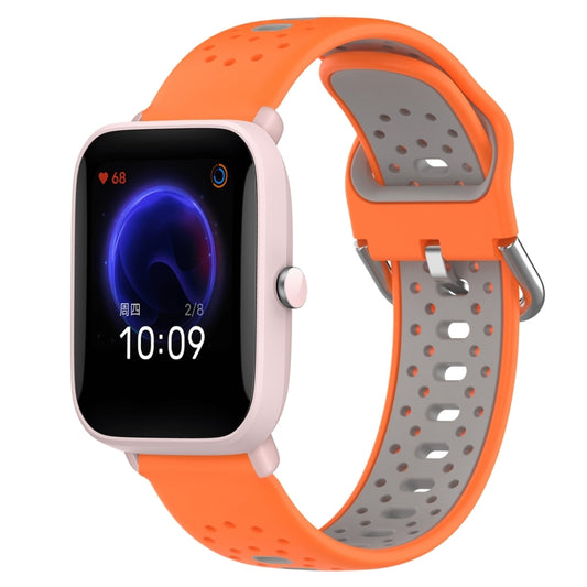 For Amazfit Pop Pro 20mm Breathable Two-Color Silicone Watch Band(Orange+Grey) - Watch Bands by PMC Jewellery | Online Shopping South Africa | PMC Jewellery