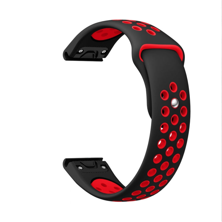 For Garmin Instinct Crossover Solar 22mm Sports Breathable Silicone Watch Band(Black+Red) -  by PMC Jewellery | Online Shopping South Africa | PMC Jewellery