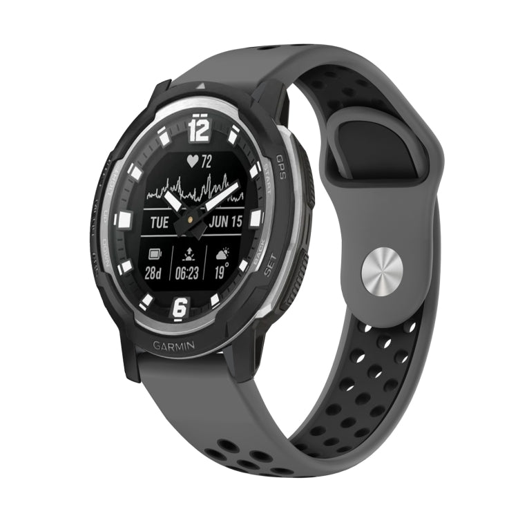 For Garmin Instinct Crossover Solar 22mm Sports Breathable Silicone Watch Band(Grey+Black) -  by PMC Jewellery | Online Shopping South Africa | PMC Jewellery