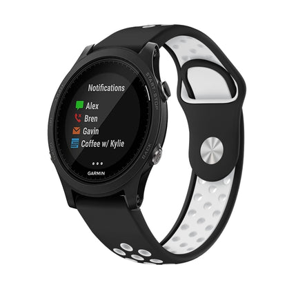 For Garmin Forerunner 935 22mm Sports Breathable Silicone Watch Band(Black+White) -  by PMC Jewellery | Online Shopping South Africa | PMC Jewellery