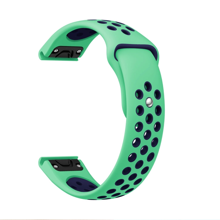 For Garmin Instinct 22mm Sports Breathable Silicone Watch Band(Mint Green+Midnight Blue) -  by PMC Jewellery | Online Shopping South Africa | PMC Jewellery