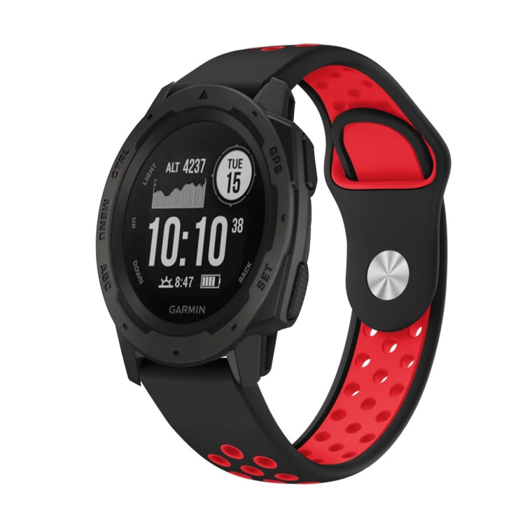 For Garmin Instinct 22mm Sports Breathable Silicone Watch Band(Black+Red) -  by PMC Jewellery | Online Shopping South Africa | PMC Jewellery