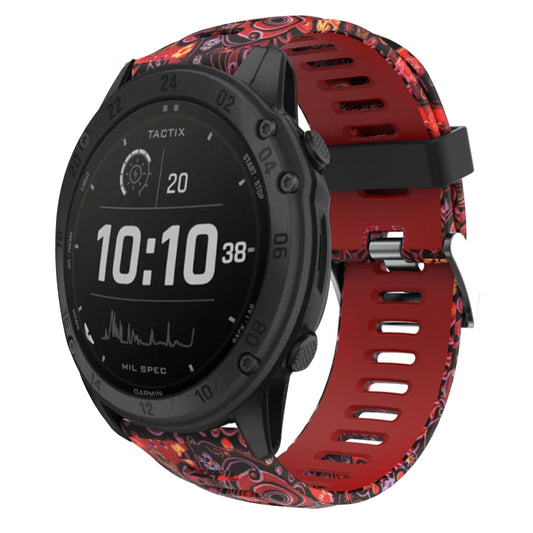 For Garmin Tactix Delta 26mm Camouflage Printed Silicone Watch Band(Red+Jellyfish Camouflage) -  by PMC Jewellery | Online Shopping South Africa | PMC Jewellery