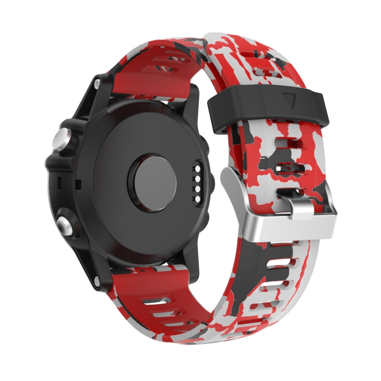 For Garmin Tactix Delta 26mm Camouflage Printed Silicone Watch Band(Red+Army Camouflage) -  by PMC Jewellery | Online Shopping South Africa | PMC Jewellery