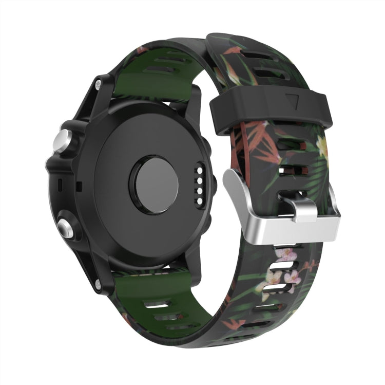 For Garmin Descent MK 2 26mm Camouflage Printed Silicone Watch Band(Army Green+Bamboo Camouflage) -  by PMC Jewellery | Online Shopping South Africa | PMC Jewellery