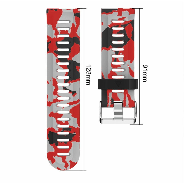 For Garmin Fenix 7X 26mm Camouflage Printed Silicone Watch Band(Army Green+Bamboo Camouflage) - Watch Bands by PMC Jewellery | Online Shopping South Africa | PMC Jewellery