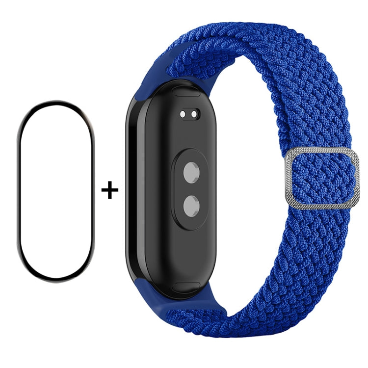 For Xiaomi Mi Band 8 ENKAY Hat-Prince 2 in 1 Set Full Coverage Screen Protector + Elastic Braided Nylon Watch Band(Blue) - Watch Bands by ENKAY | Online Shopping South Africa | PMC Jewellery | Buy Now Pay Later Mobicred